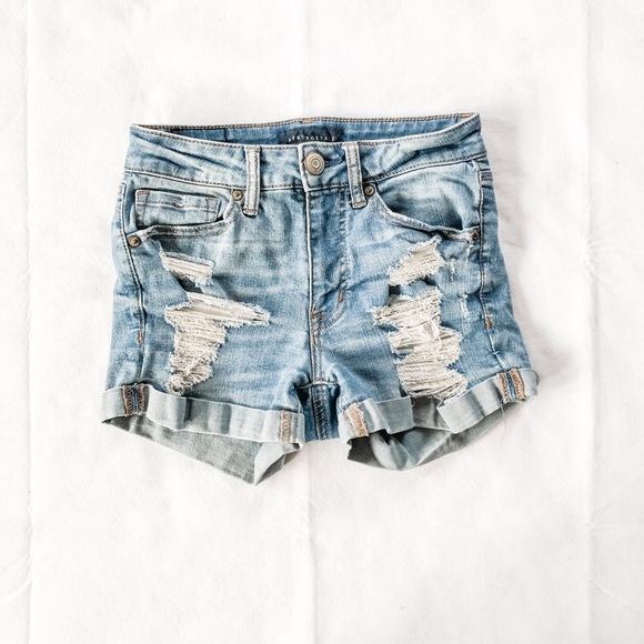 Aeropostale Ripped Jean Shorts 